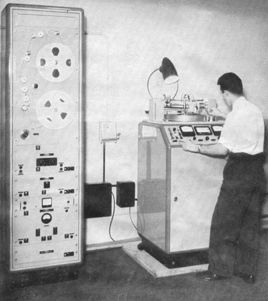 The same 'Joe Meek' room in 1957 with the new Lyrec 'Mono' Cutting System. This is the equipment I started my mastering career with in 1969, with the addition of a rack between the tape machine and lathe, which had a Fairchild limiter, and a Pultec eq. There was a Tannoy Lockwood loudspeaker out of shot to the right.